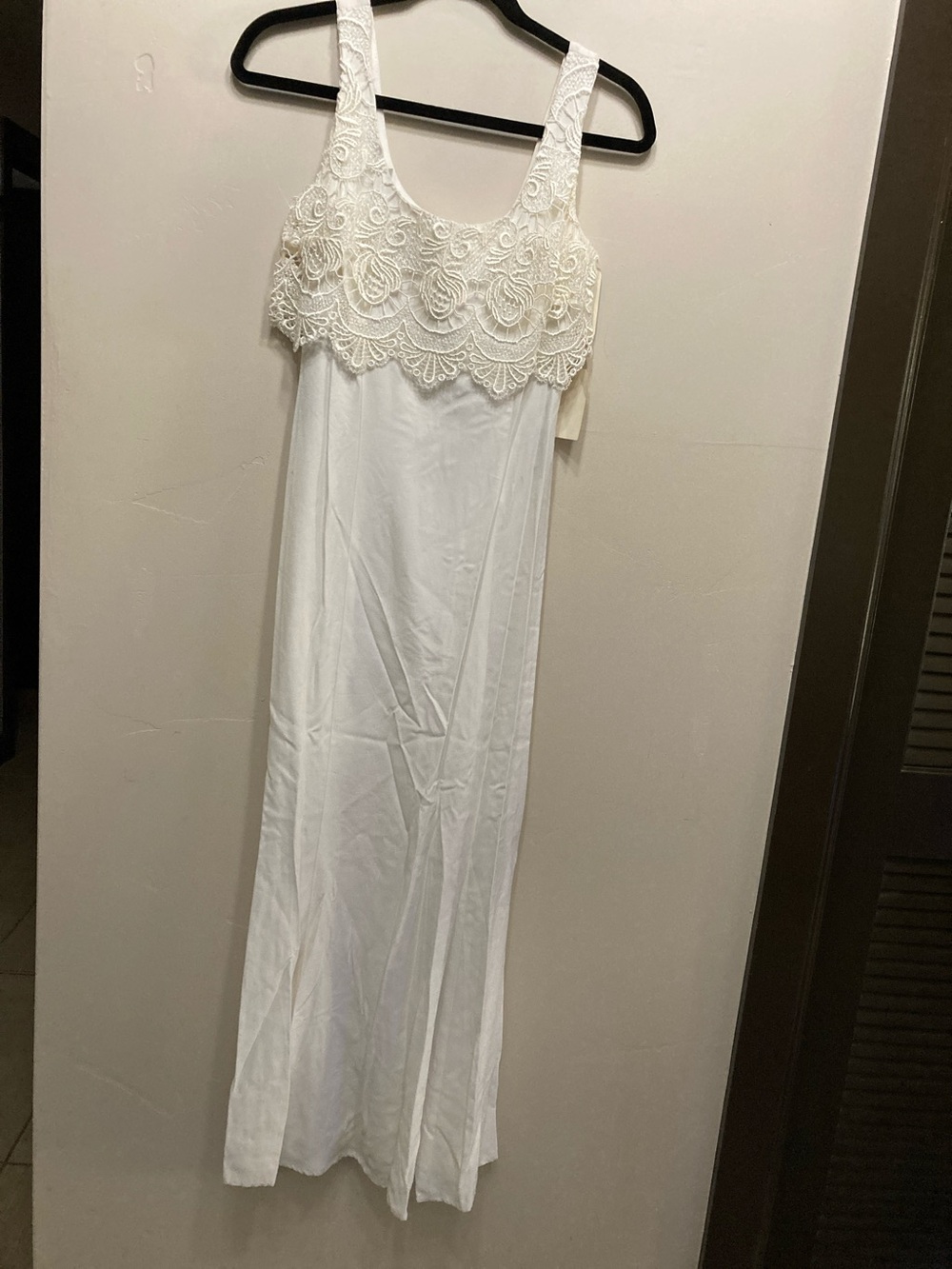 White Lace-Trim Wedding Slip Dress